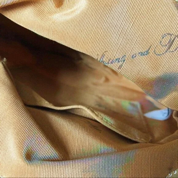 Whiting & Davis Bag 70s Gold Mesh Kiss Snap Evening Bag Crossbody Strap Purse - Picture 7 of 13